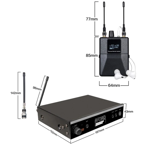 SENNESAI PSM300 스테레오 무선 UHF 인이어 모니터링 시스템, 밴드용, 500MHz, 100mW, 24 비트 디지털 DSP 프로세서 오디오 4