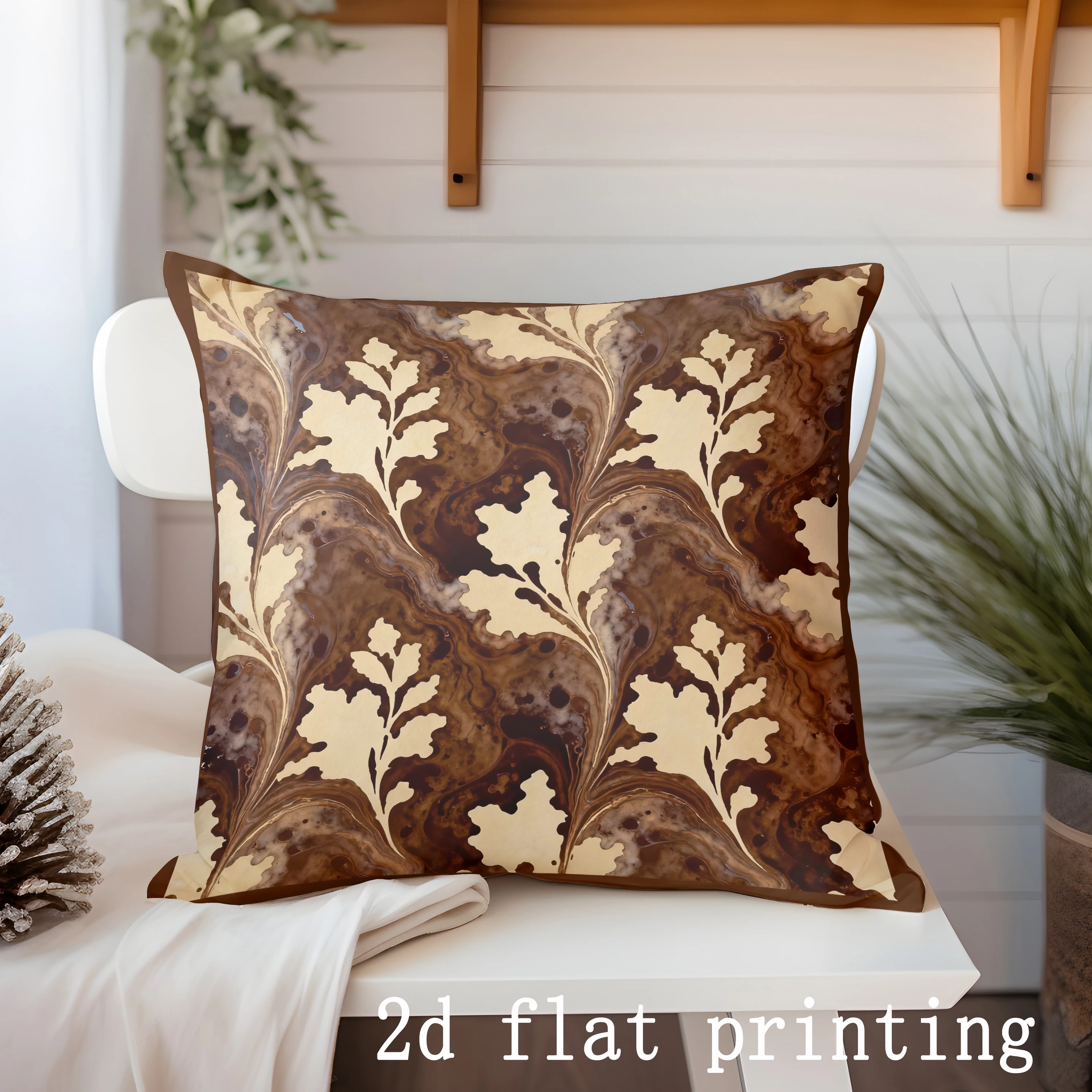 Marble Leaf Pattern Decorative Pillow Cover Pattern Cushion Cover Suitable for Sofa Bedroom Car Pillow Cover 3