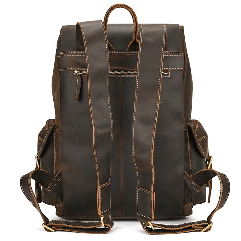 Leather Backpack Travel Pioneer™ - Dark Brown