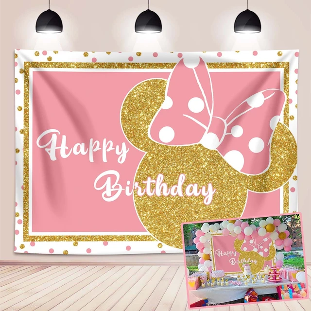 Fond De Scène Rond Minnie Mouse Rose – Anniversaire Fille – Déco Photo