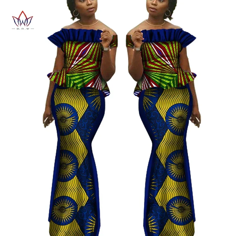 Riche African Dresses for Women Skirt Top Sets for Women High Waist Long Skirt Plus Size African Women Clothes Customized WY1422