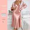 الإناث رداء طويل ثوب النوم 2 قطعة مجموعة الوردي أنيقة الزفاف خلع الملابس كيمونو البشكير 2025 ربيع جديد ملابس خاصة ملابس المنزل المتسكعون