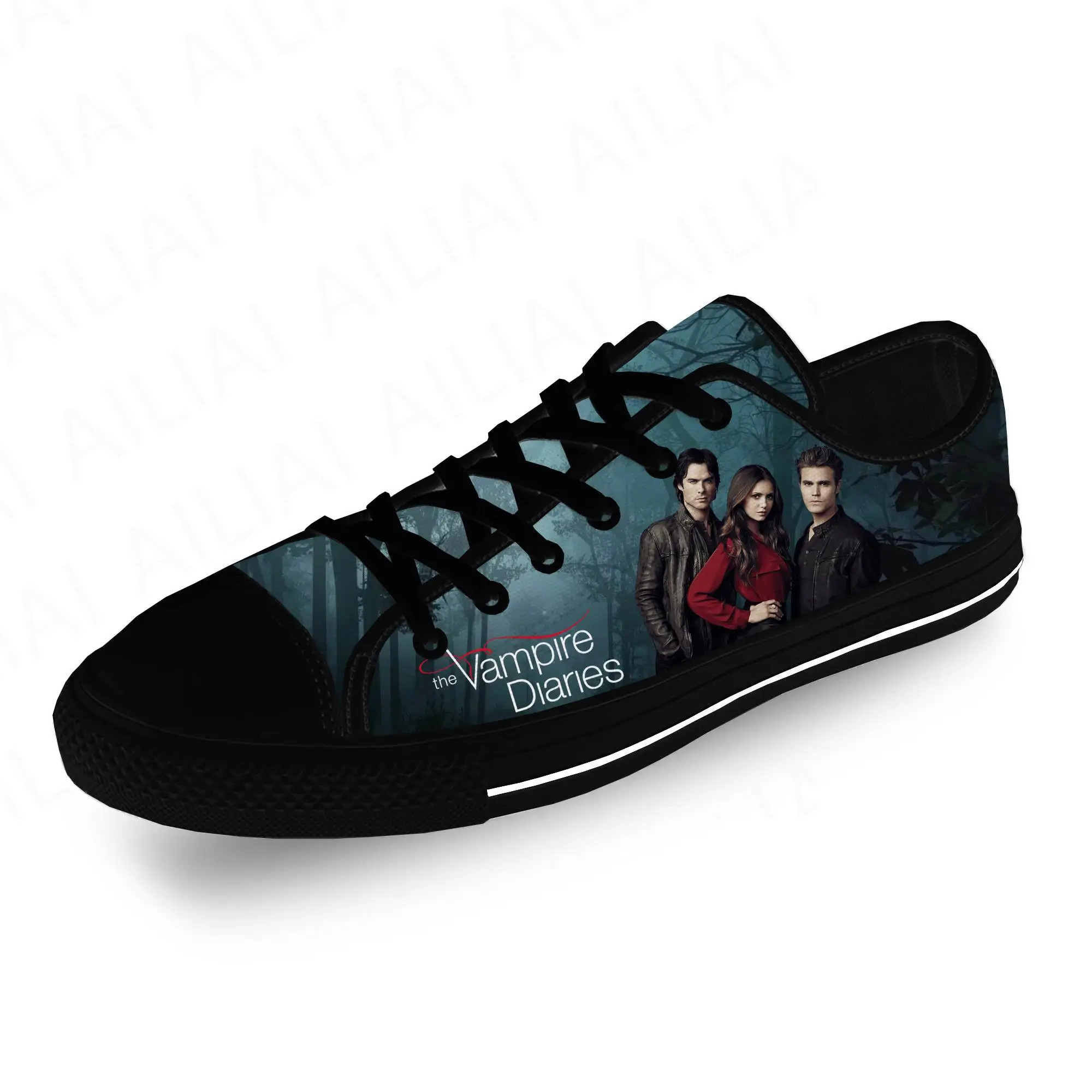 

The Vampire Diaries Low Top Sneakers Mens Womens Teenager Casual Shoes Canvas Running Shoes 3D Print Lightweight shoe Black
