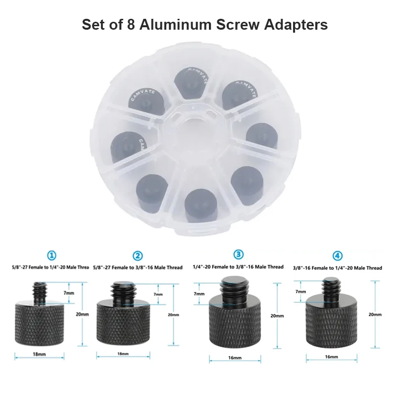 Aluminum Screw Adapter Mic Stand Tripod Mount Thread Adapter Camera Cages Access