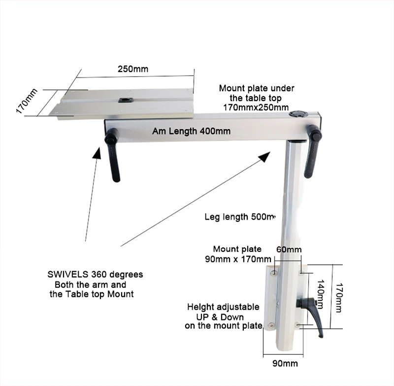 Caravan Aluminum Alloy Table Leg Movable Rotatable and Height Adjustable Camper Camping Accessories