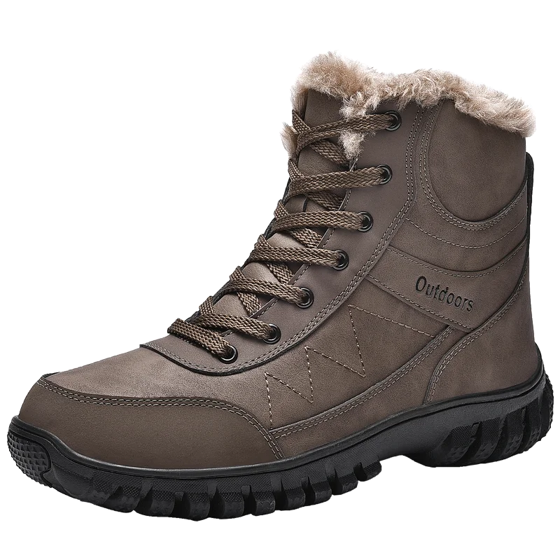 Unisex Large Size Winter High Top Plush Warm Anti-Ski Boots Couple Outdoor Travel Hiking Shoes Men's Field Training Boots 35-48#