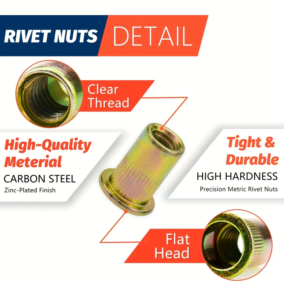165 Piece Metric Rivet Nut Kit Assortment 165PC Rivet Nut Assortment ...