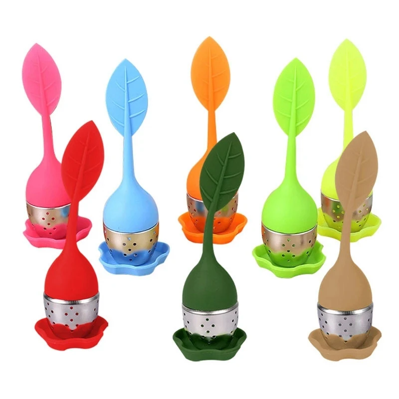 

20PCS Creative silicone leaf Handle Tea Infuser Stainless Steel Strainer