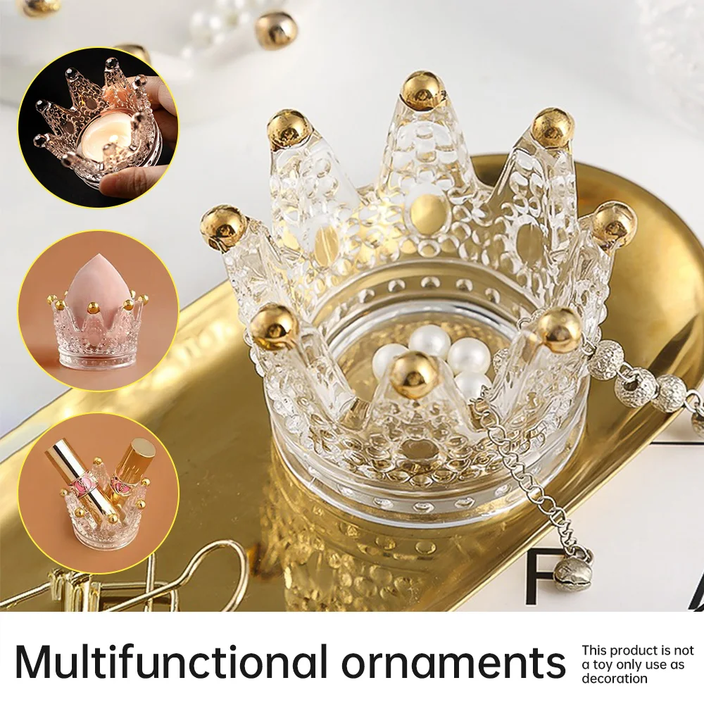 

Creative Glass Luxury Crystal Mini Crown Candle Holder Wedding Decorations Modern Home Restaurant Candles Ornaments Holder Stand