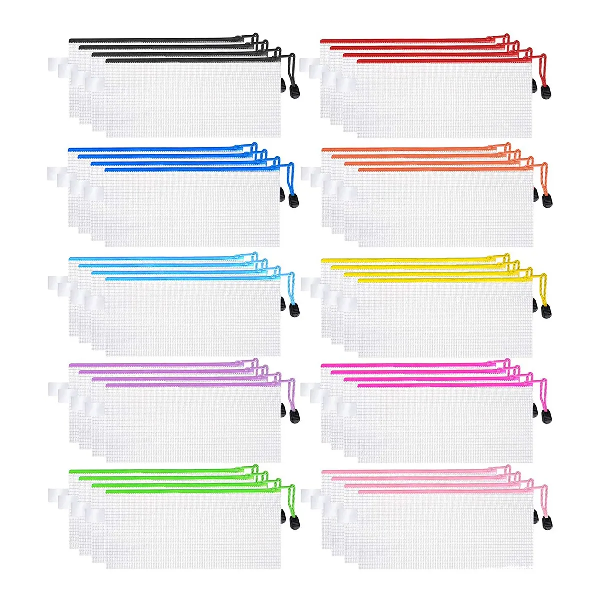 

40 Pack Zipper Mesh Pouch,Waterproof File Storage Bags, Multipurpose for Organizing Office Supplies Cosmetics Bags