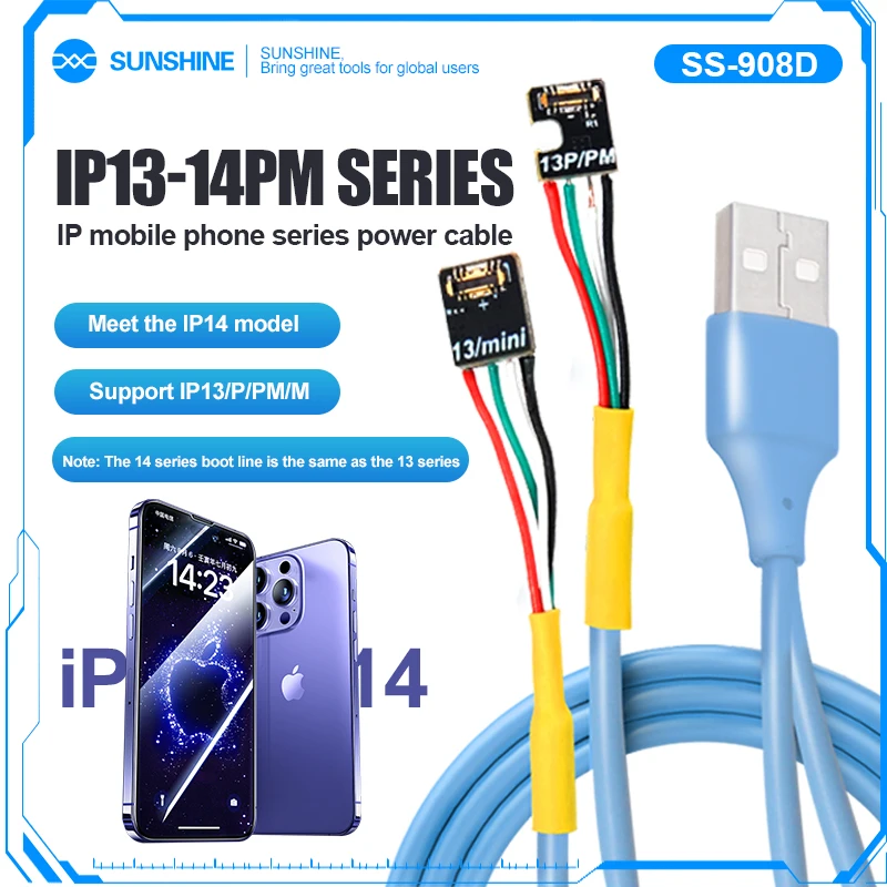 

SS-908D IP13~14 Series Repair Power Cable IBoot DC Power Supply Boot Line for IPhone 13/14/13 Pro/13 Pro Max Battery Connector