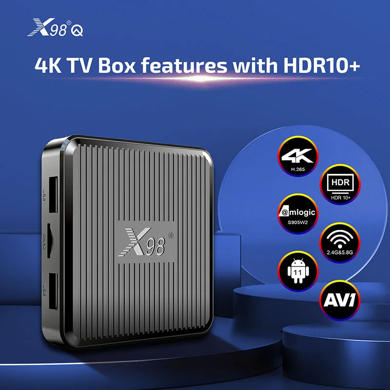 X98Q Smart TV Box Android 11 Amlogic S905W2  H.265 AV1 Wifi 2.4G 5G Media Player TV BOX 4K Media Player Set Top Box