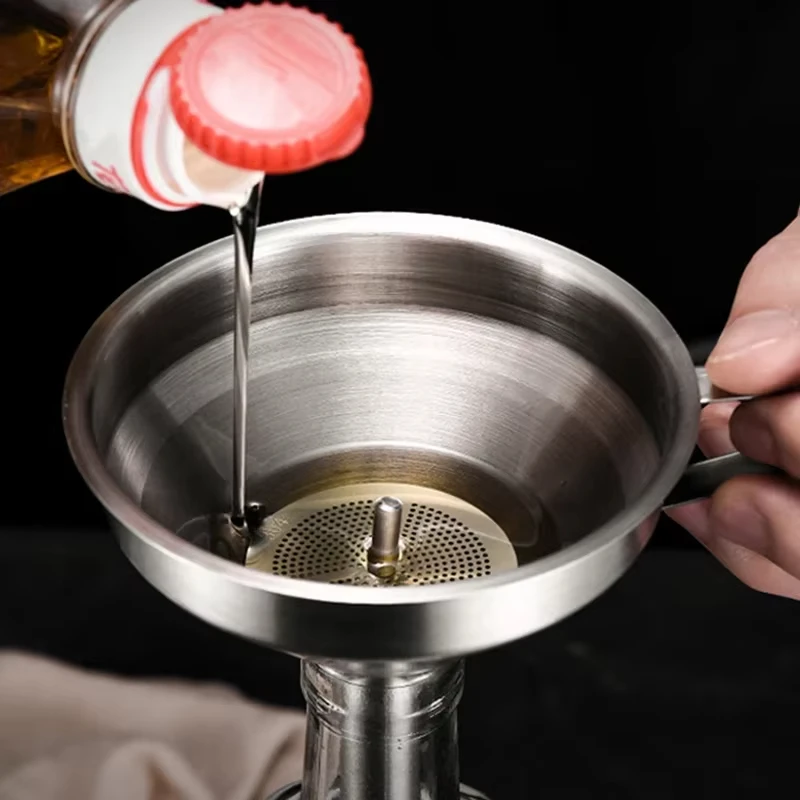 Funnel Kitchen 304 Stainless Steel Funnel Oil Liquid Funnel with Strainer Small Metal Food Oil Filter for Bottle Kitchen Gadgets Image 2