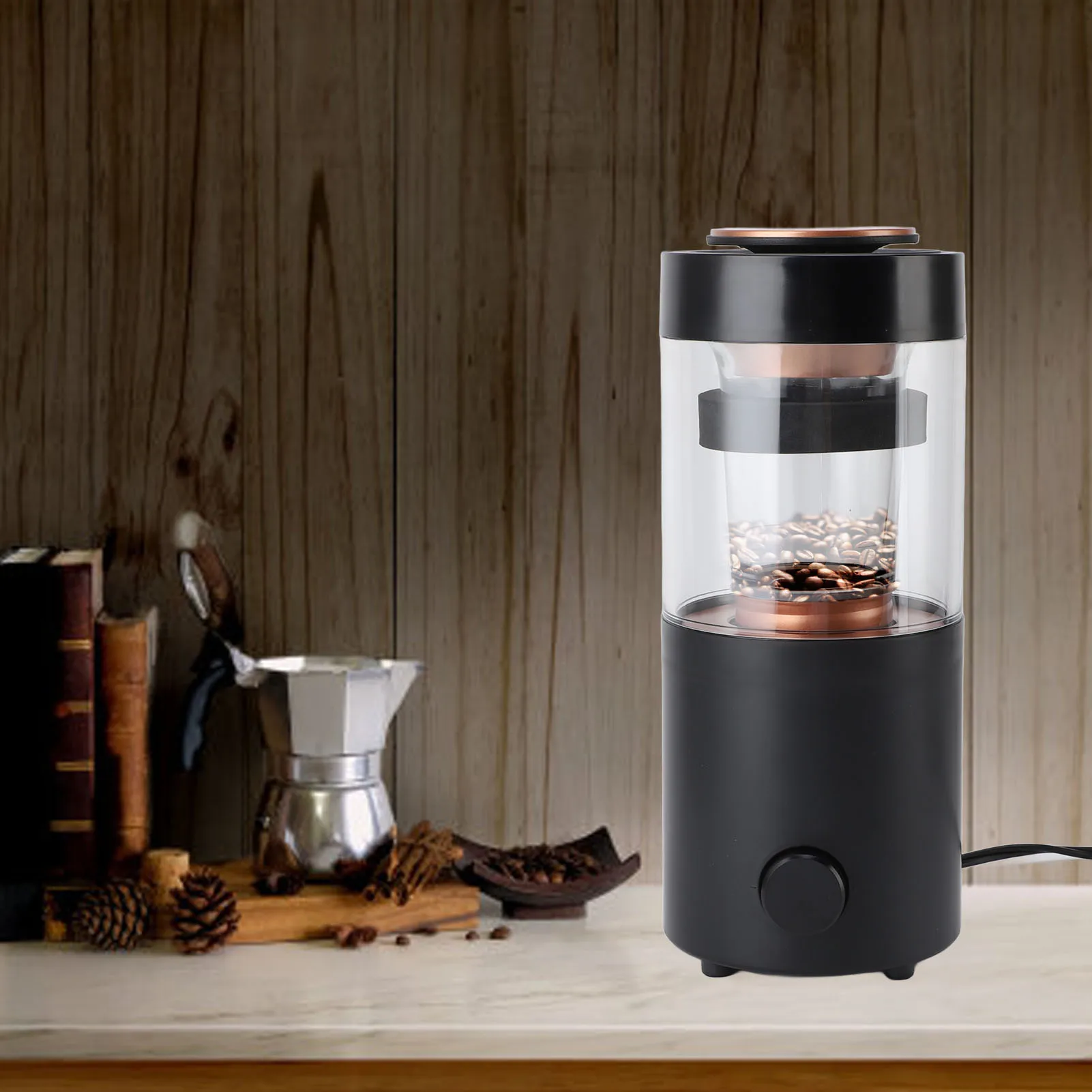 Coffee Bean Roaster 1300W Stainless Steel Transparent Glass Automatic Coffee Roaster Machine with Timer for Home