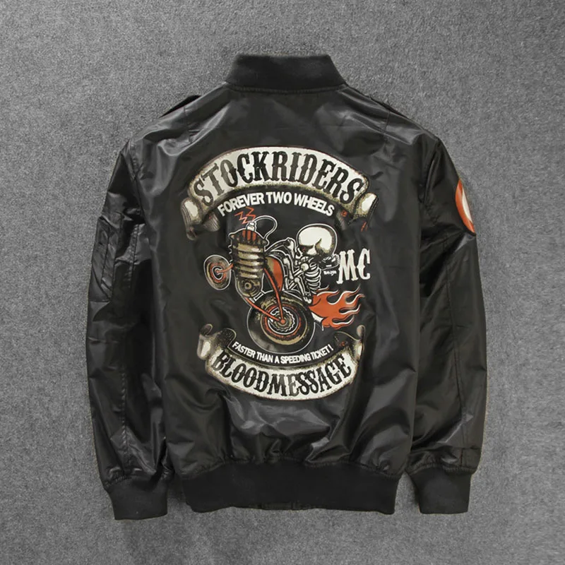 Motorcycle Luxury Bomber New Stockriders Trench Jackets Men Big Size Baseball Skull Jacket Men Pilot Windbreaker Jackets M-3XL