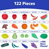 120pcs Assorted Toys Deluxe Pretend Food Value Play Kitchen Fruit Vegetable Food Jar Dessert Tableware Bottle Plastic Play Toys 5