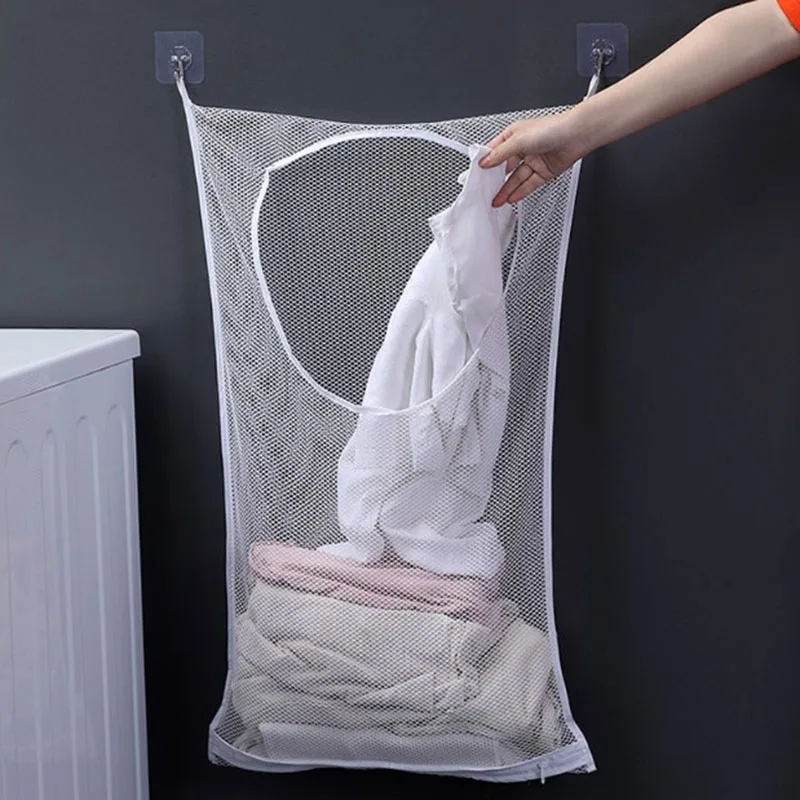 Over-the-Door Hanging Laundry Basket Wall-mounted Dirty Clothes Storage Organizer for Bathroom Toy Storage 4
