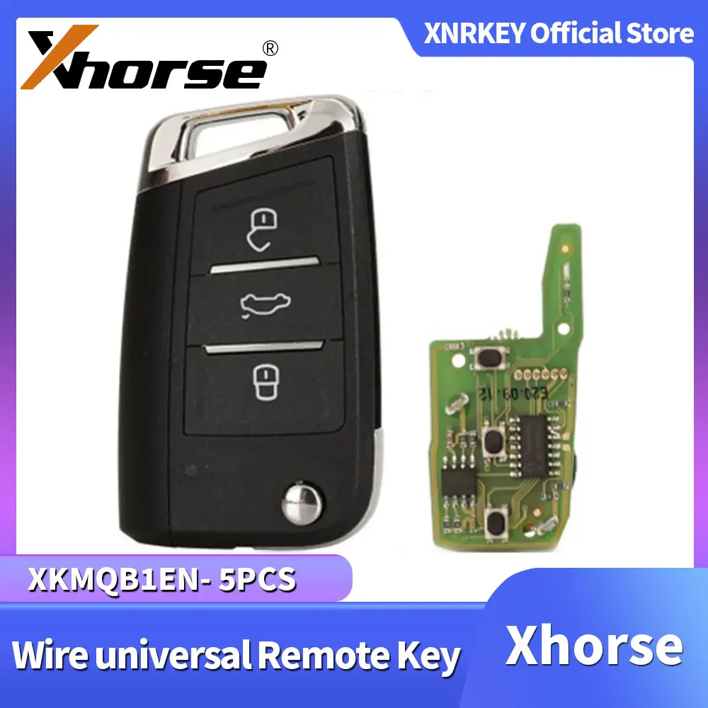 

Xhorse 5 шт./лот XKMQB1EN проводной дистанционный ключ для MQB Стиль Флип-транспондер ключ 3 кнопки