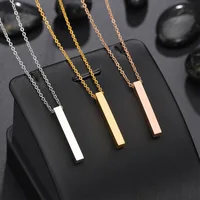 Fashion Rectangle Pendant Necklace Men Collar Trendy Stainless Steel Cuban Chain Necklace For Men Jewelry Gift collar hombre - Image 2