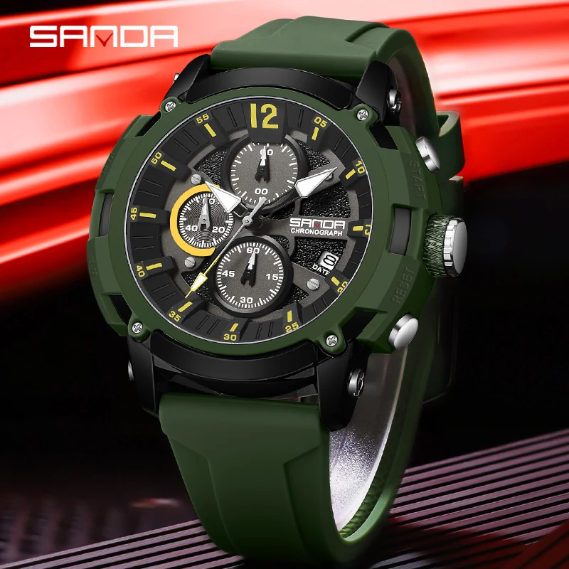 SANDA Brand New Genuine Casual Fashion Quartz Men Watch Multifunction Dial Military Watches Luminous Waterproof Men Watch Gift