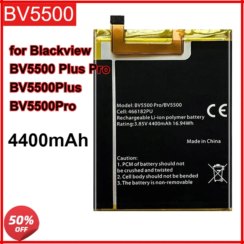 Mobile Phone Battery for Blackview, BV5500 Plus Pro, BV5500Plus, BV5500Pro, 4400mAh