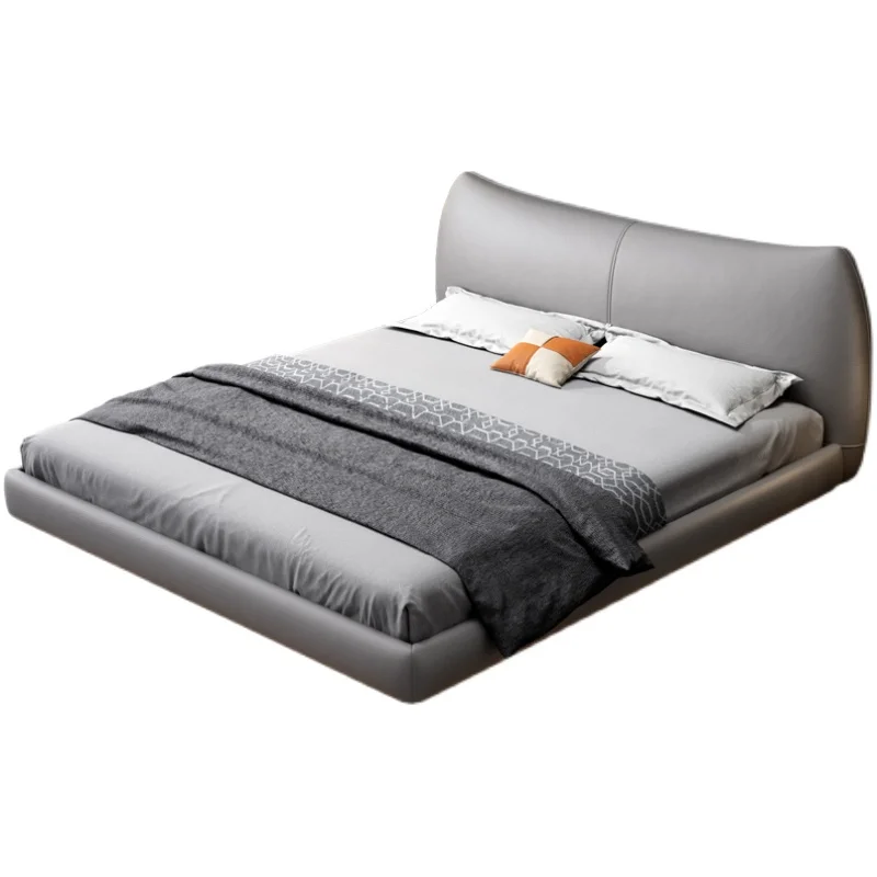 

Italian minimalist leather floating bed induction lamp head cowhide light extravagant simple headless network celebrity
