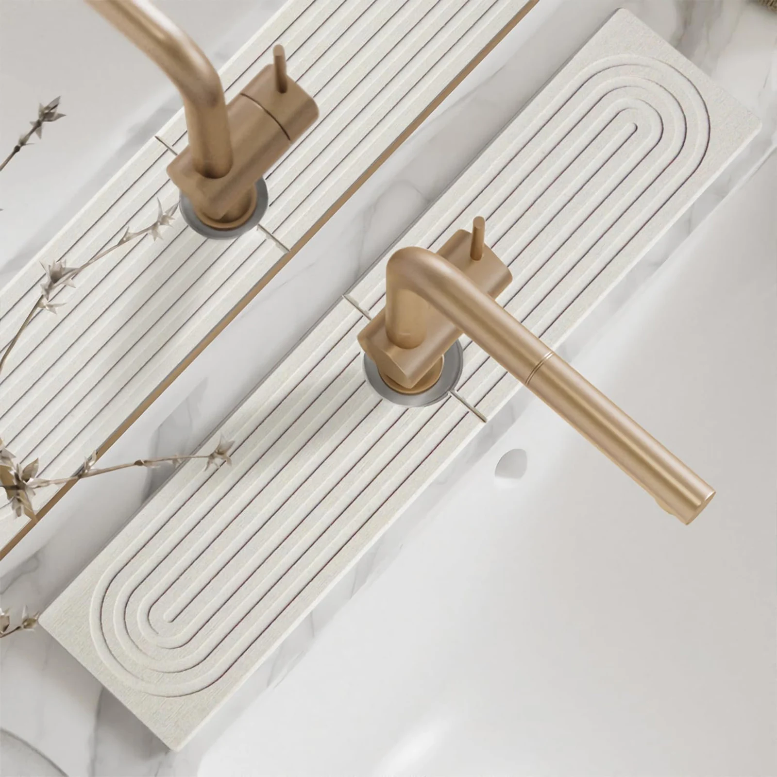 מזרנית כיור מטבח ארוכה דיאטומית מהירה לייבוש אבן כיור ספיגת לחות מגן זרימה למטבח ולחדר האמבטיה