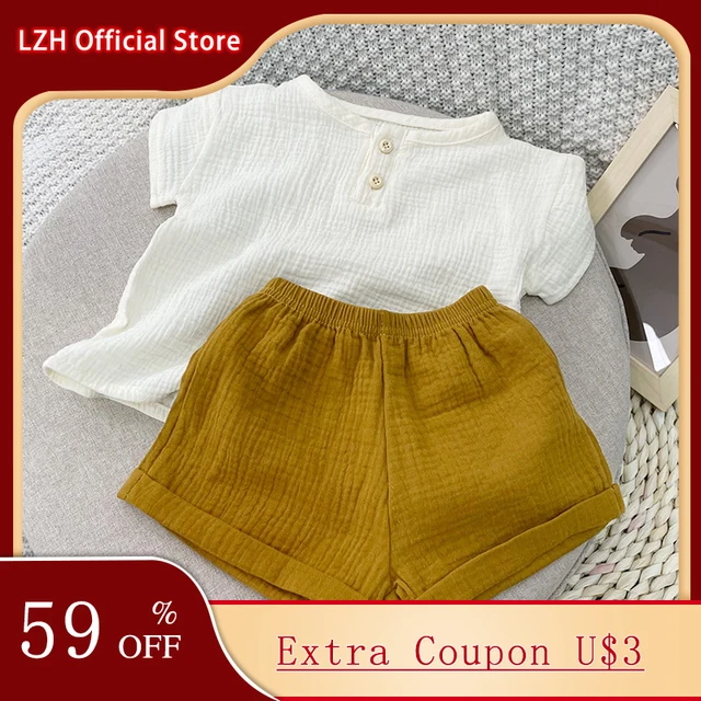 LZH 2022 בגדי ילדים בני תינוק קצר שרוול מכנסיים קצרים 2pcs סטים לילדים קיץ תלבושות עבור בנות חליפת 1-5 שנה בני תלבושת 1