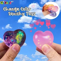 1Pc Changing Color Heart Squeeze Toy Sequins Love Fidget Toys Stress Reliever Squishy Pinch Kneading Toy Kid Party Favor 2