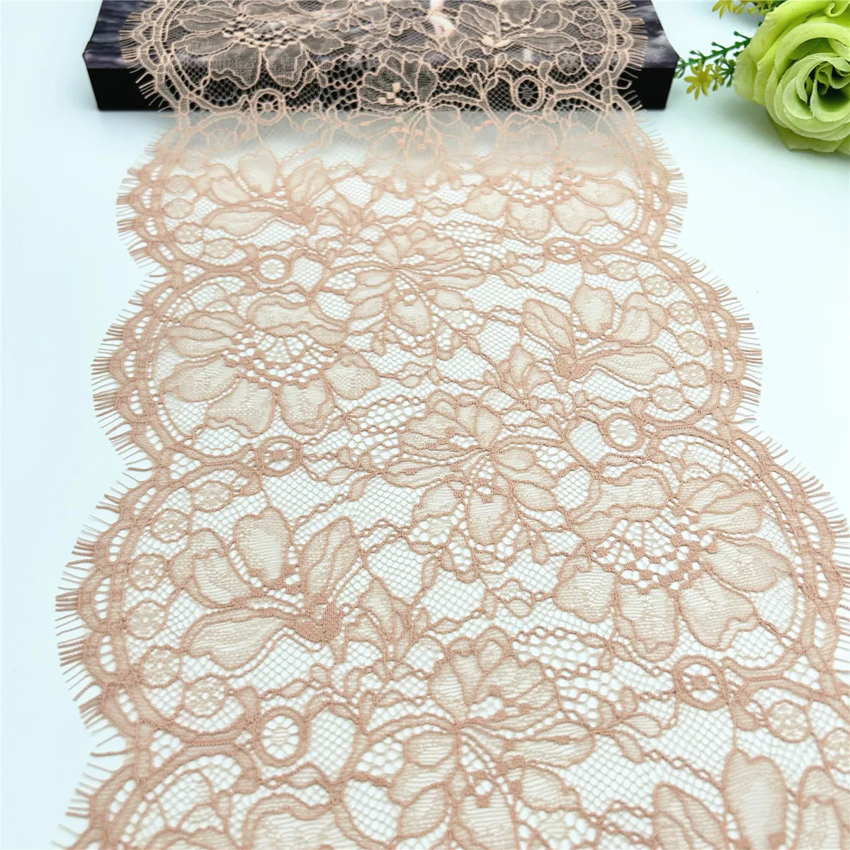 3y/Lot Width 21.50cm Dark Skin Underwear Lace Eyelash Trim Lingerie Sewing Craft DIY Apparel Fabric Bra Lace Non-Elastic 6