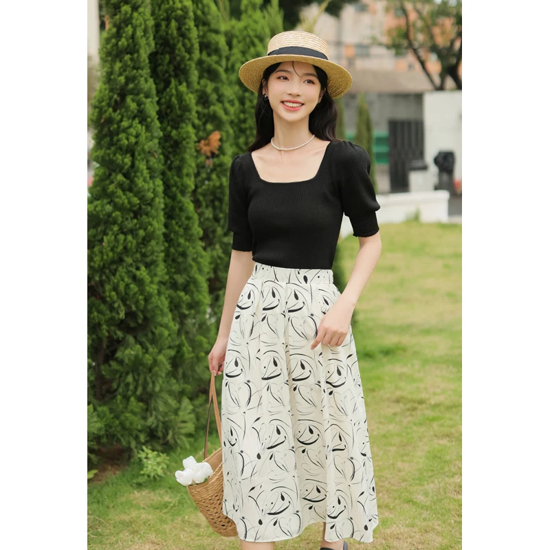 Pricing is not lower French Hepburn wind restoring ancient ways hubble-bubble sleeve knit jacket fold umbrella skirt suit |