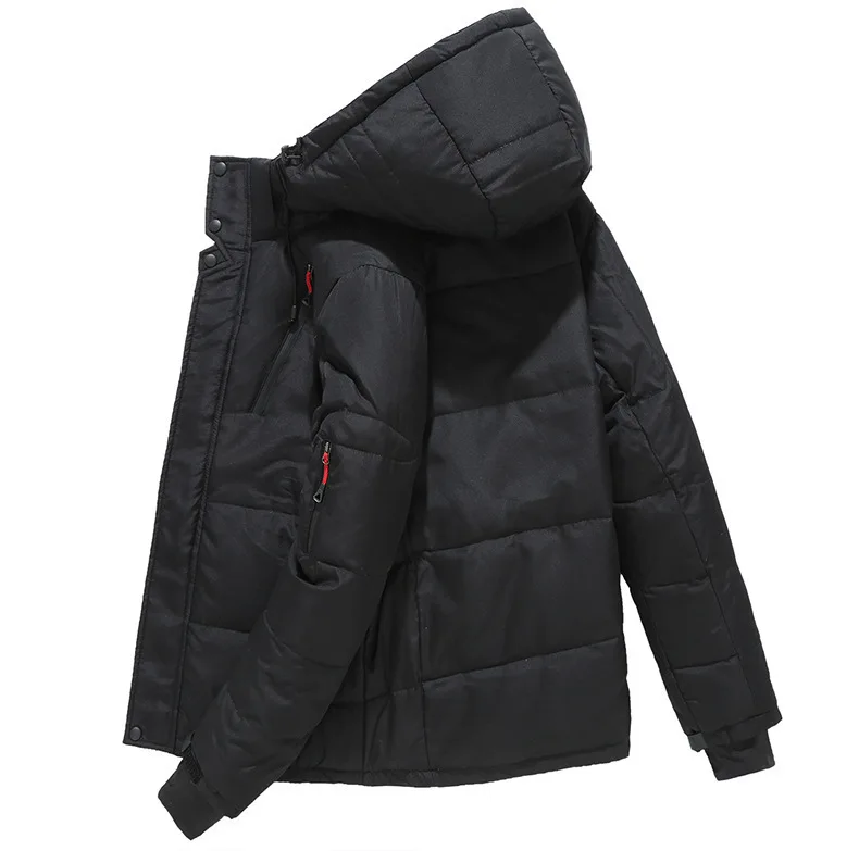 Men's white eiderdown jacket, warm hooded heavy down jacket coat men's casual high quality coat black puffer coat