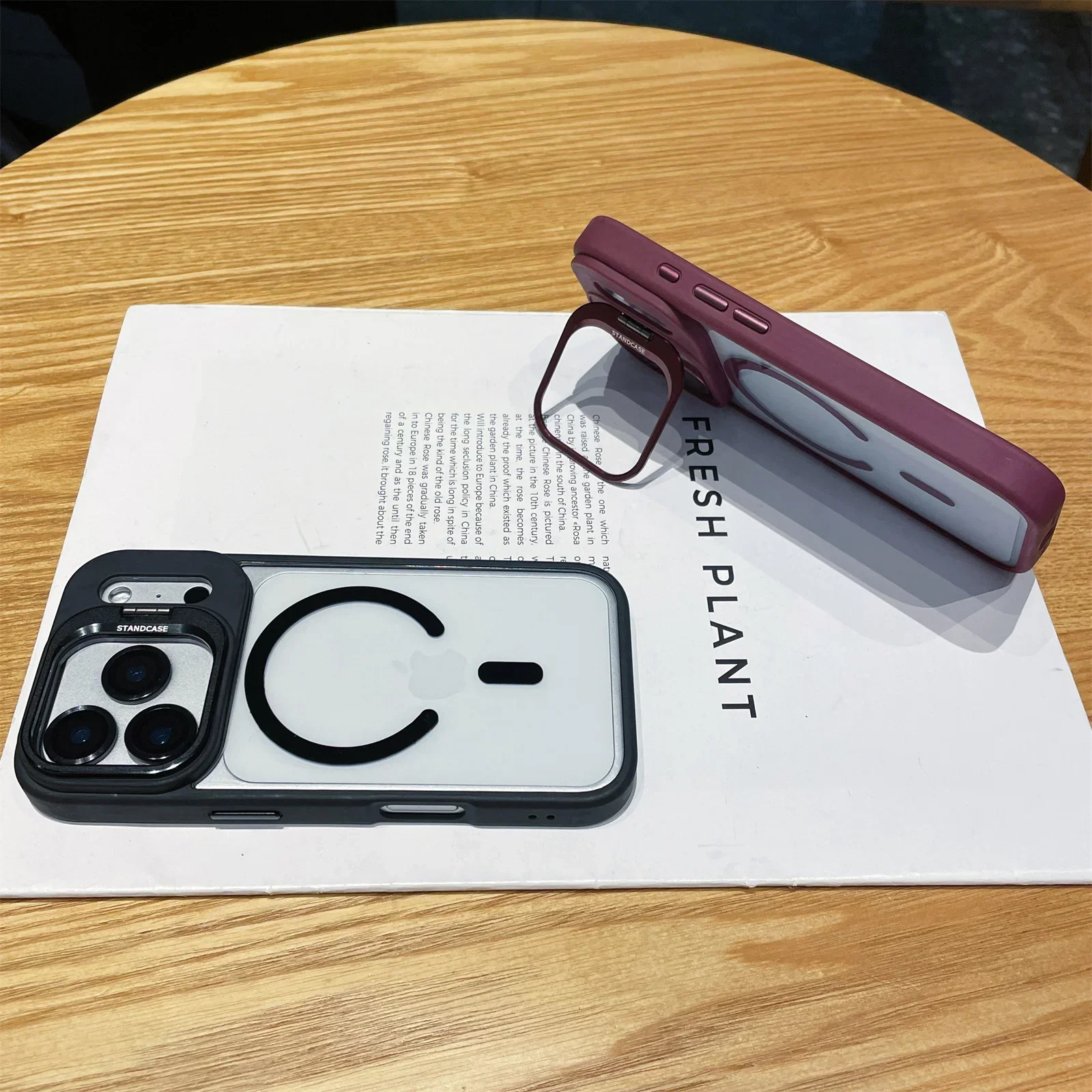 Magnetic Clear Slim Phone Case with Kickstand - Protective Cover
