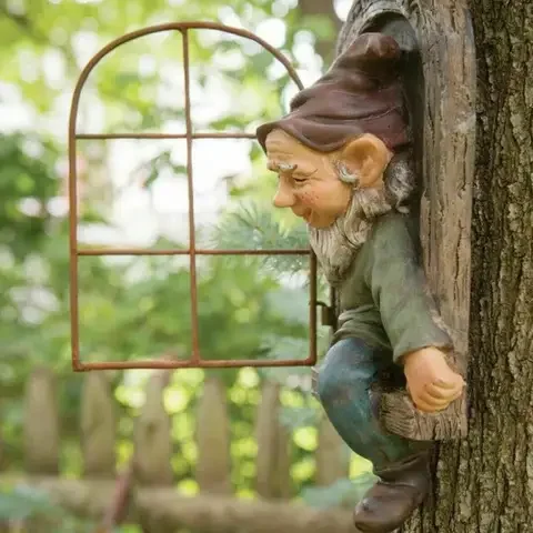 

Elf Garden Statue Dwarf Going Out Tree Hugger Miniatures Garden Exterior Decoracion Knickknacks Outdoor Decoration