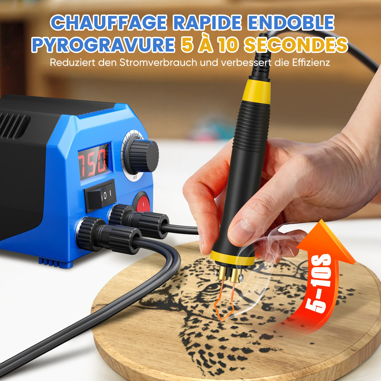 220V Wood Burning Kit with 2Pcs Pyrography Pen Welding Wire Top,Wood Burner Pyrography Machine Adjustable Temperature Max 1382℉ 3