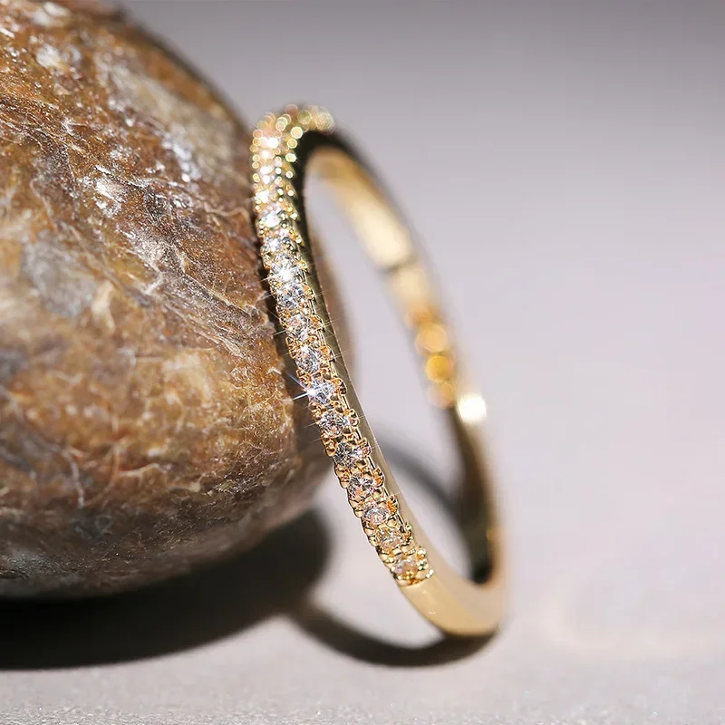 Women Wedding Rings Minimalist Thin Brilliant Cubic Zircon Versatile Female Finger Ring Jewelry 2025 womens ring