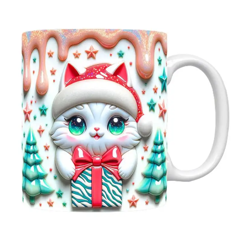 3D Christmas Cat Ceramic Mug 1