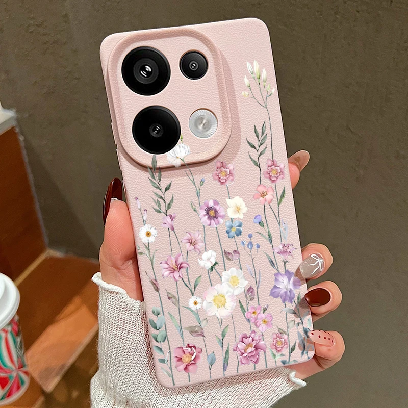 Floral Leather Texture Soft Phone Case