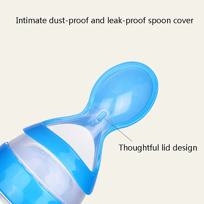 Learning Spoons Silicone Baby Bottle Silicone Milk Bottle Silicone Feeding Spoon Baby Cutlery Baby Silicone Squeezing Feeding Bottle Newborn Baby Training Spoon Supplement Feeder Safe Useful Tableware For Kids