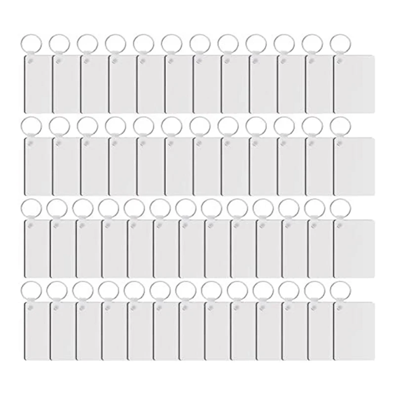 

50 Pieces White MDF Rectangle Sublimation Blanks Keychain Blanks Double Side Heat Transfer MDF Blanks Board Key