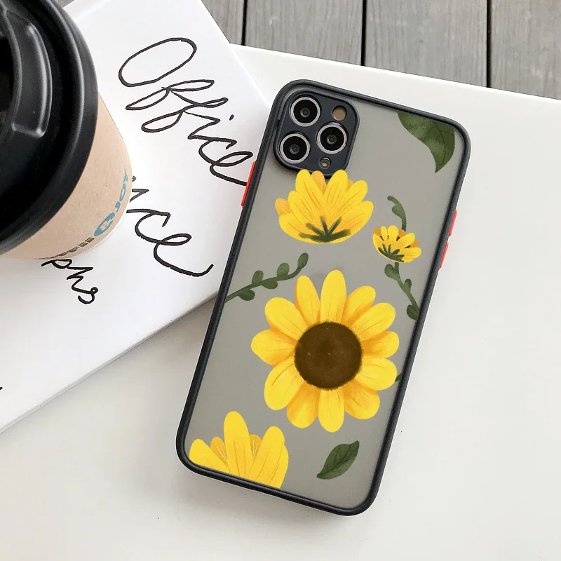 Sunflower & Chrysanthemum Shockproof Phone Case - Vibrant Floral Design Back Cover