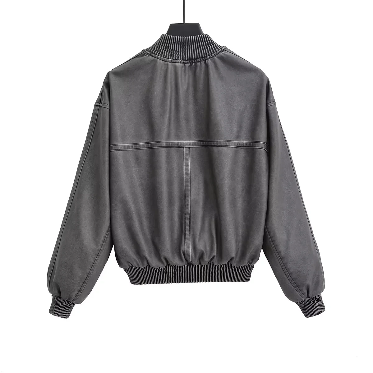 Women's Bombers Jackets Pu Coat Solid Outwear Casual Loose Coat Faux Leather inszaarfLong Sleeve Top Fashion Vintage Woman Coat