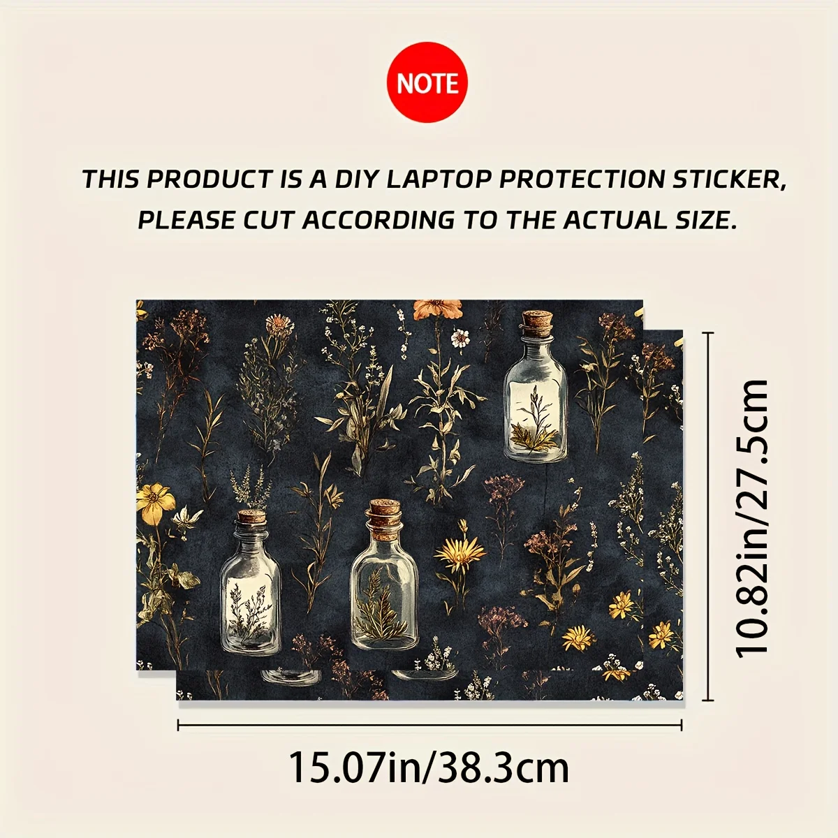 2팩 패턴 노트북 아트 꽃무늬 데칼 케이스, 범용 넷북 스킨 스티커 재사용 불가 노트북 스킨 스티커 데칼