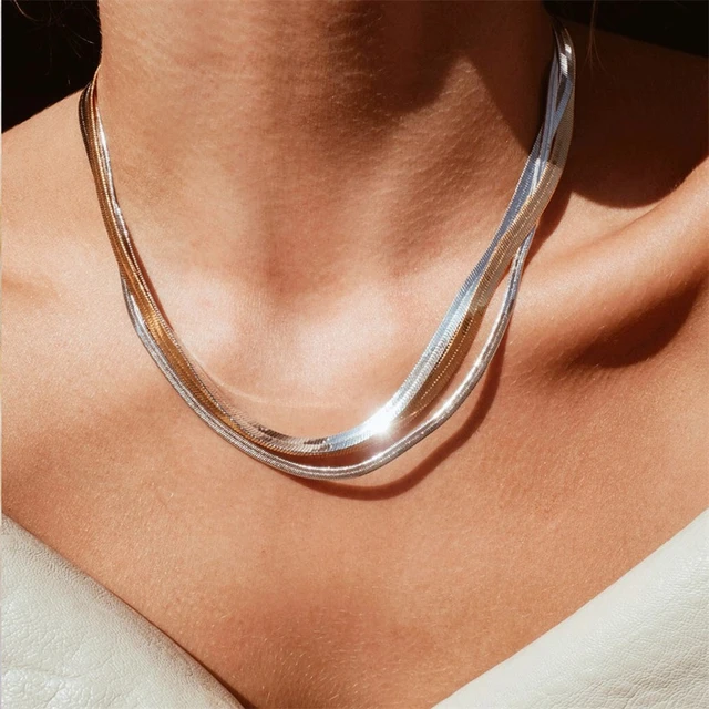 Waterproof Flat Snake Chain Necklace 2MM 3MM 4MM 5MM Gold Silver  Herringbone Stainless Steel Chain For Women Jewelry Gift - AliExpress