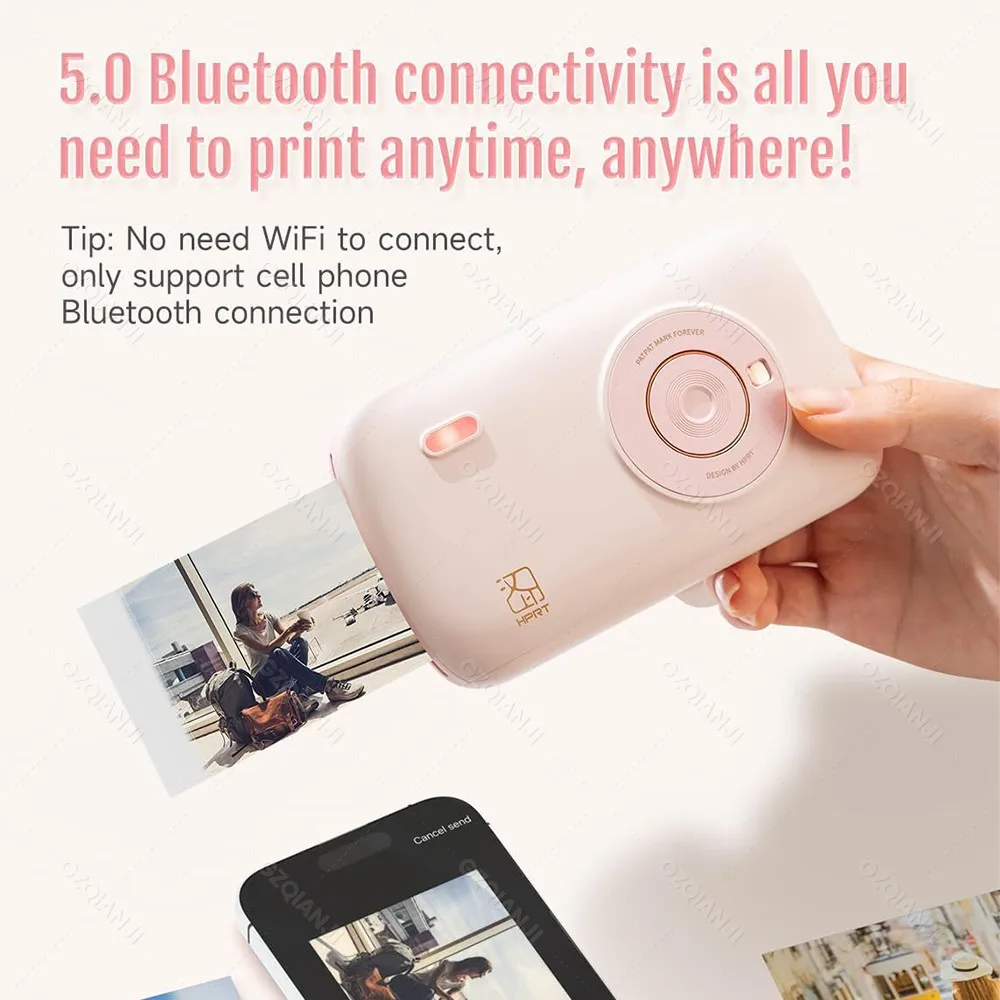 300dpi Bluetooth Color Photo Printer Portable Mini Pocket With DIY Share Photo Picture принтер Work Home Machine 2x3 inch Paper
