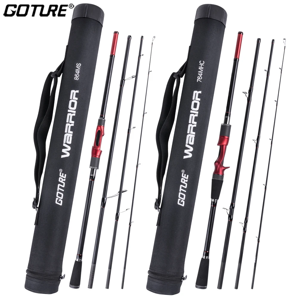 Goture WARRIOR Spinning Casting Fishing Rods Carbon Fiber 4 Sections Light Travel Lure Rod for Saltwater Freshwater 2.13m-2.70m