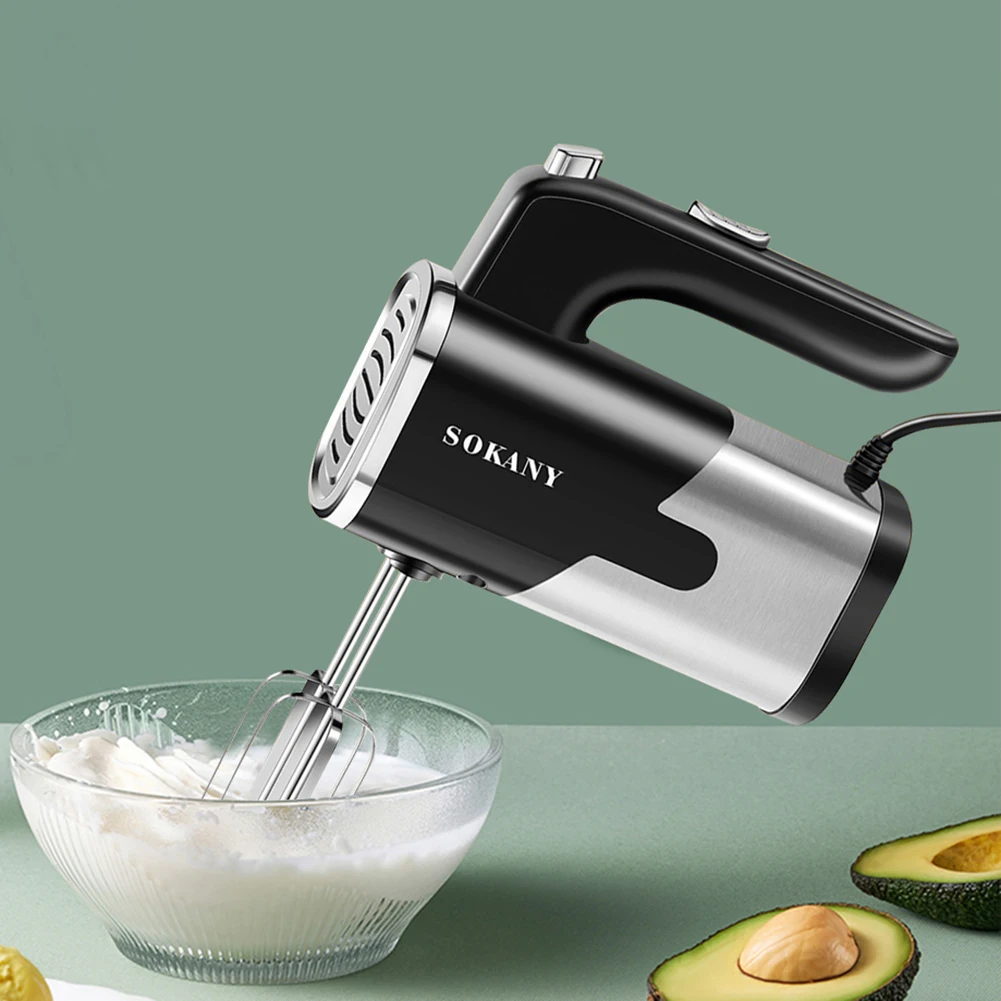 Handheld Electric Egg Beater 5-Speed Automatic Handheld Blenders Multifunctional Stainless Steel Dough Kneading Baking Tool