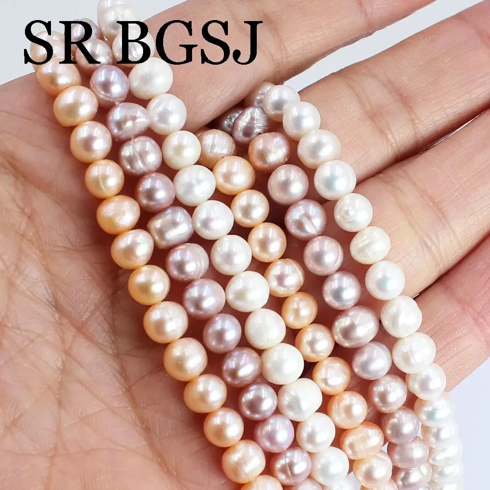 

Бусины Из Натурального пресноводного жемчуга, 6-7 мм, почти круглые, 36 см