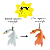 1pcs Sunlight Color Changing Roast Duck Hanig Pendant Creative Car Rearview Mirror Decoration Cute Swing Duck Lanyard Ornament 1