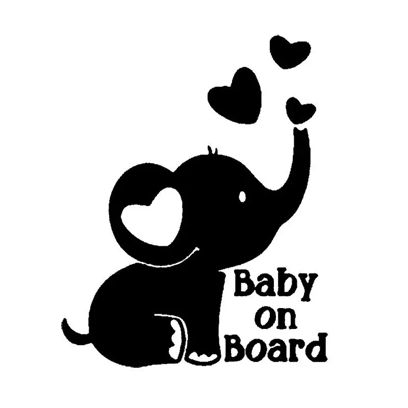 Creative Car Reflective Sticker Baby On Board Elephant Car Window Rear Glass Decoration Laptop Sticker images - 6